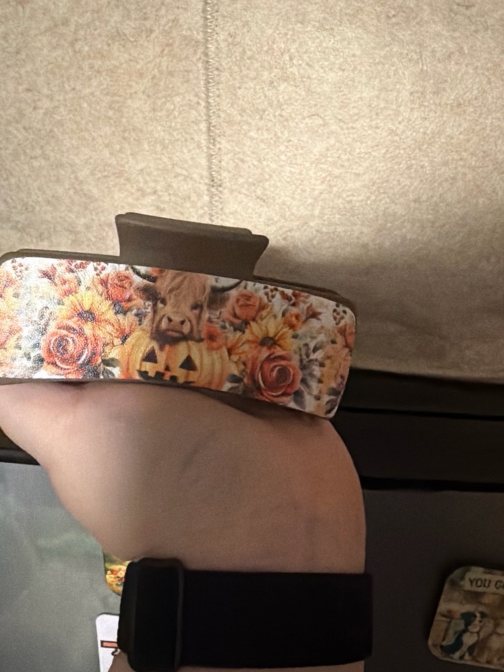Autumn Floral Pumpkin Claw Hair Clip in Orange and Cream